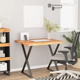 Vidaxl Dessus De Bureau Carré Bois Massif D'acacia Bordure Assortie