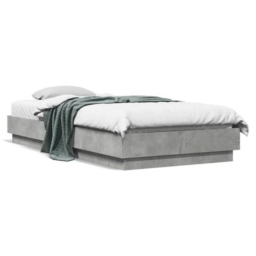 Vidaxl Cadre De Lit Avec Lumières Led Gris Béton 100x200 Cm