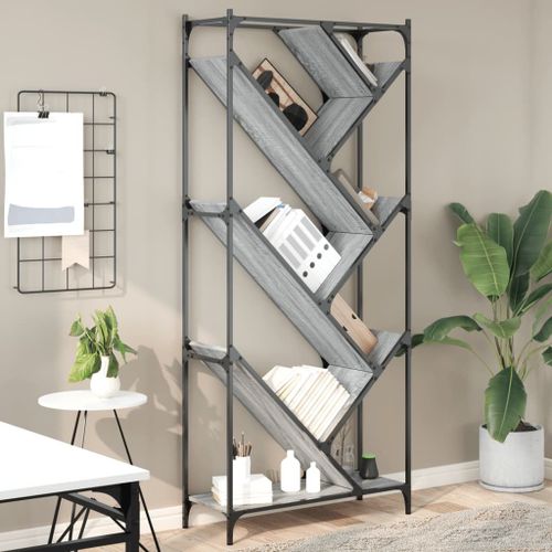 Vidaxl Bibliothèque Sonoma Gris 79x30x180 Cm Bois Ingénierie Et Métal