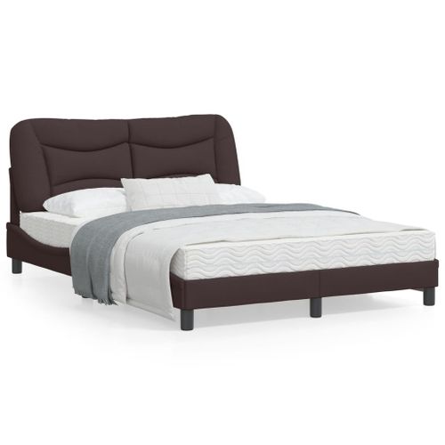 Vidaxl Cadre De Lit Avec Tête De Lit Marron Foncé 120x200 Cm Tissu