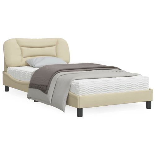 Vidaxl Cadre De Lit Avec Tête De Lit Crème 100x200 Cm Tissu