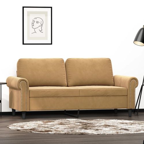 Vidaxl Canapé À 2 Places Marron 140 Cm Velours