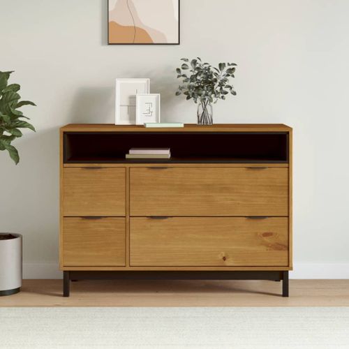 Vidaxl Commode Flam 110x40x80 Cm Bois De Pin Massif