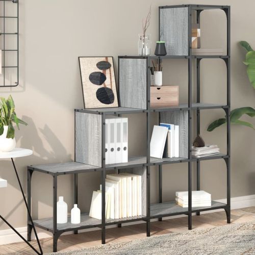 Vidaxl Bibliothèque Sonoma Gris 122x30x132 Cm Bois Ingénierie Et Métal