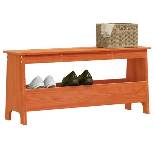 Vidaxl Banc D'entrée Cire Marron 100x28x45 Cm Bois De Pin Massif
