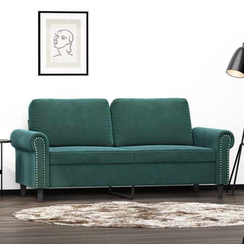 Vidaxl Canapé À 2 Places Vert Foncé 140 Cm Velours