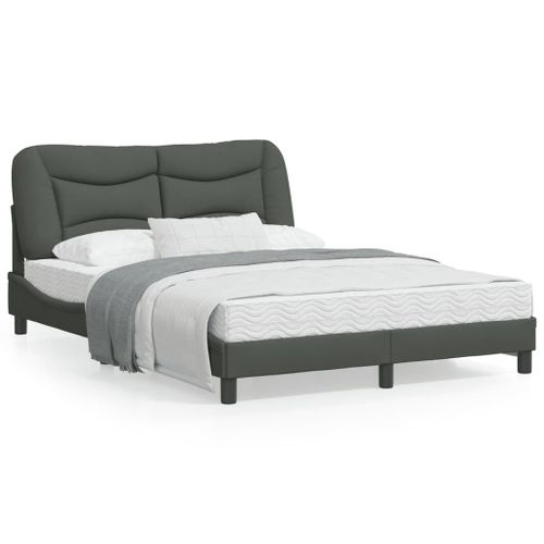 Vidaxl Cadre De Lit Avec Tête De Lit Gris Foncé 120x200 Cm Tissu