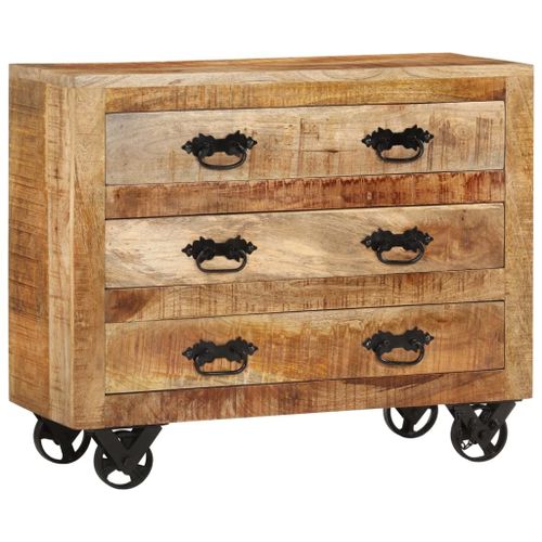 Vidaxl Buffet Avec 3 Tiroirs 80x30x65 Cm Bois De Manguier Brut Massif