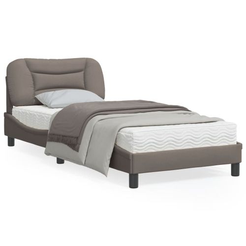 Vidaxl Cadre De Lit Avec Tête De Lit Taupe 90x190 Cm Tissu