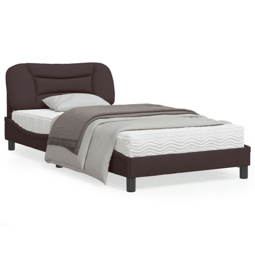 Vidaxl Cadre De Lit Avec Tête De Lit Marron Foncé 100x200 Cm Tissu