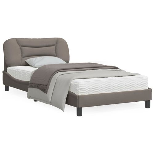 Vidaxl Cadre De Lit Avec Tête De Lit Taupe 100x200 Cm Tissu