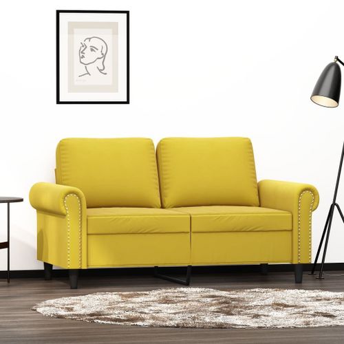 Vidaxl Canapé À 2 Places Jaune 120 Cm Velours