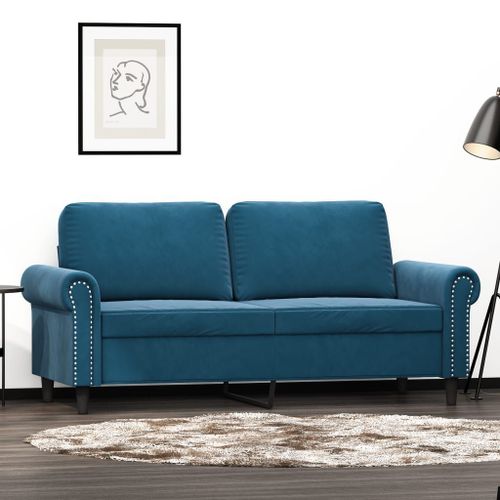 Vidaxl Canapé À 2 Places Bleu 140 Cm Velours