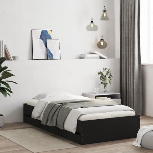 Vidaxl Cadre De Lit Avec Tiroirs Sans Matelas Noir 90x200 Cm