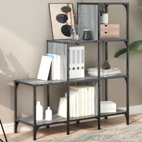 Vidaxl Bibliothèque Sonoma Gris 92x30x102 Cm Bois Ingénierie Et Métal