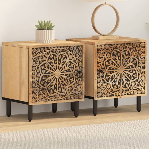 Vidaxl Tables De Chevet 2 Pcs 40x33x46 Cm Bois De Manguier Solide