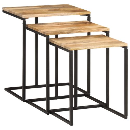 Vidaxl Tables Gigognes 3 Pcs Bois Massif D'acacia