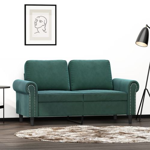 Vidaxl Canapé À 2 Places Vert Foncé 120 Cm Velours