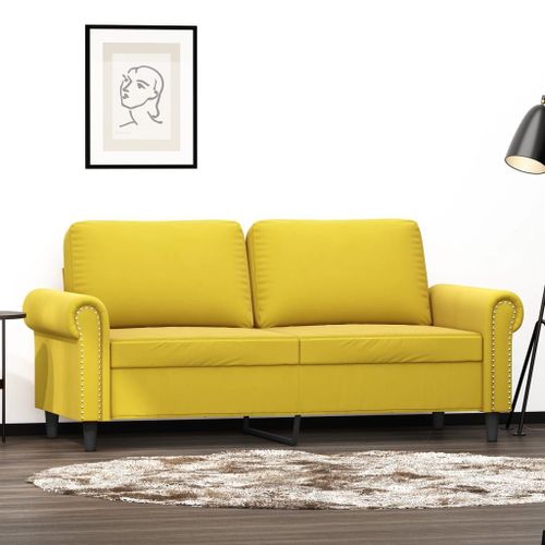 Vidaxl Canapé À 2 Places Jaune 140 Cm Velours