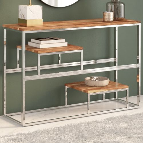 Vidaxl Table Console Argenté Acier Inoxydable Et Bois Massif D'acacia