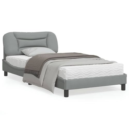 Vidaxl Cadre De Lit Avec Tête De Lit Gris Clair 100x200 Cm Tissu