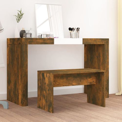 Vidaxl Tabouret De Toilette Chêne Fumé 70x35x45 Cm Bois D'ingénierie