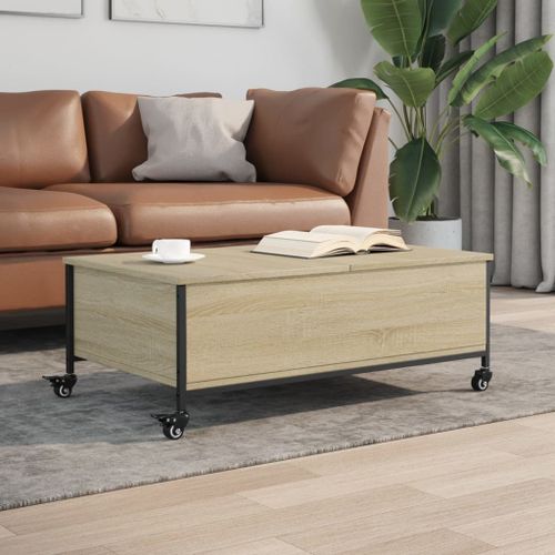 Vidaxl Table Basse Avec Roulettes Chêne Sonoma Bois D'ingénierie
