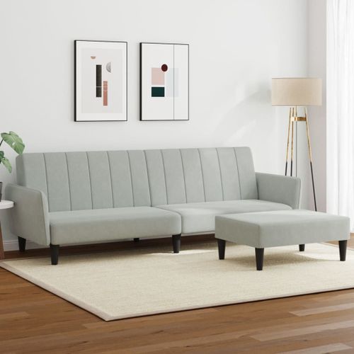 Vidaxl Canapé-Lit À 2 Places Avec Repose-Pied Gris Clair Velours