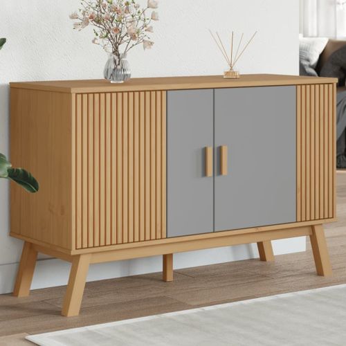 Vidaxl Buffet Olden Gris Et Marron 114x43x73,5 Cm Bois Massif De Pin