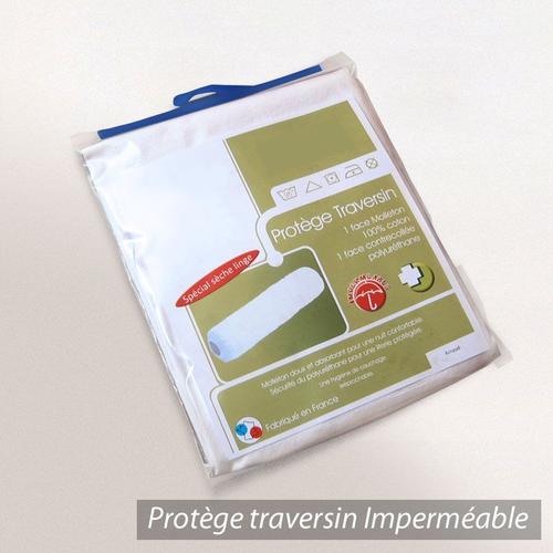 Housse de protection de traversin imperméable 160 cm ARNON molleton 100%  coton contrecollé polyuréthane