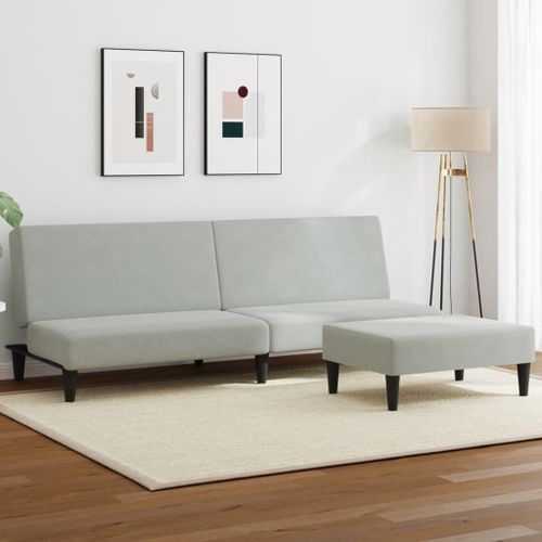 Vidaxl Canapé-Lit À 2 Places Avec Repose-Pied Gris Clair Velours