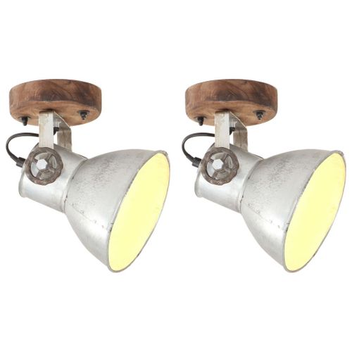 Vidaxl Lampe Murale Industrielle/Plafonnier 2 Pcs Argenté 20x25 Cm E27