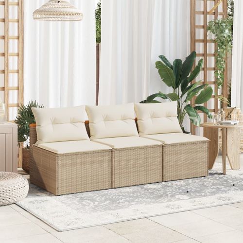 Vidaxl Canapés De Jardin Sans Accoudoirs Avec Coussins 2 Pcs Beige