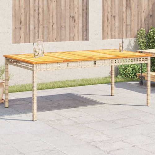 Vidaxl Table De Jardin Beige 180x90x75 Cm Résine Tressée Et Acacia