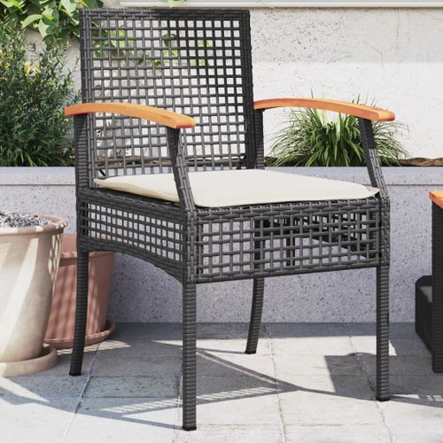 Vidaxl Chaises De Jardin Coussins Lot De 2 Noir Résine Tressée Acacia