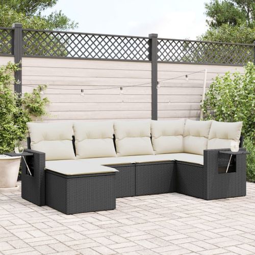 Vidaxl Salon De Jardin 6 Pcs Avec Coussins Noir Résine Tressée