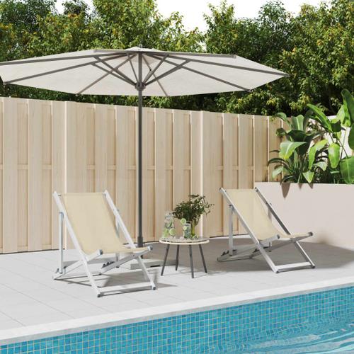 Vidaxl Chaises De Plage Pliantes 2 Pcs Crème Aluminium Et Textilène