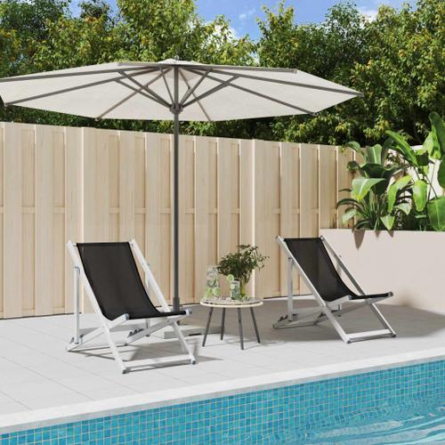 Vidaxl Chaises De Plage Pliantes 2 Pcs Noir Aluminium Et Textilène