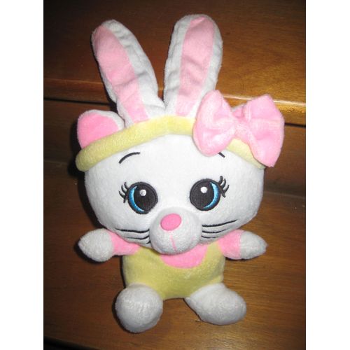 Doudou Peluche Chat Rose Jaune Sandy 24 Cm