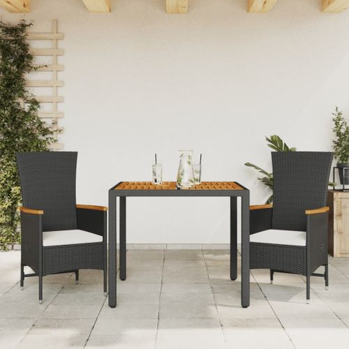 Vidaxl Ensemble À Manger De Jardin Avec Coussins 3 Pcs Noir
