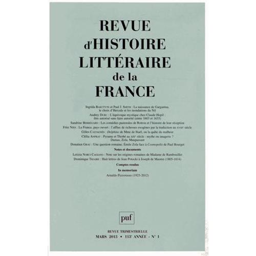 Revue D'histoire Littéraire De La France N° 1, Mars 2013
