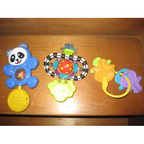 Lot De 3 Hochets Koala, Clés Et Billes Multicolores