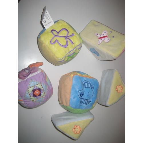 Lot De 6 Hochets Cubes Coeur, Fleur, Zèbre Obaibi Bruin