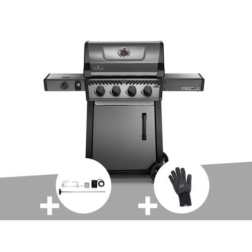 Barbecue à gaz Napoleon Freestyle F425SIB - 4 brûleurs + Sizzle Zone + Kit rôtissoire + Gant anti-chaleur
