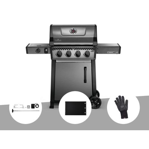 Barbecue à gaz Napoleon Freestyle F425SIB - 4 brûleurs + Sizzle Zone + Kit rôtissoire + Plancha + Gant anti-chaleur