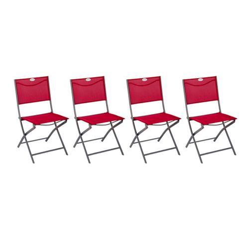 Lot De 4 Chaises De Jardin Pliante Métal Modula Grenade- Hespéride