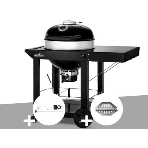 Barbecue à charbon Napoleon Kettle Pro 57 cm sur chariot + Rôtissoire + Lot de 2 paniers à charbon - Napoleon