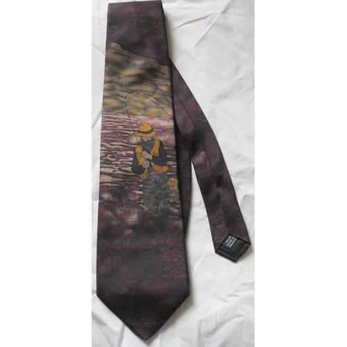 Cravate Soie Silver Coast - Motif Pécheur