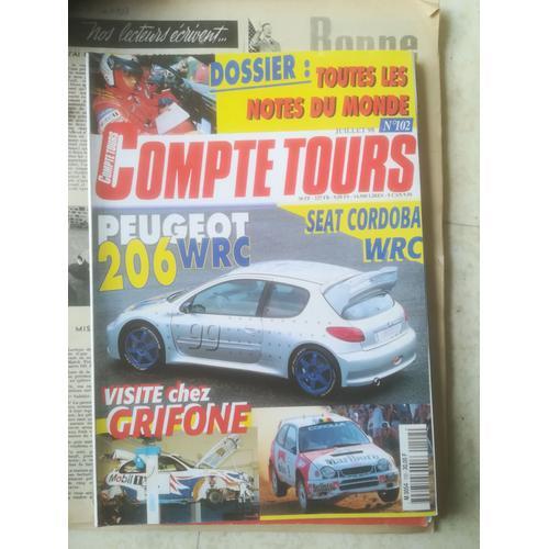 Compte Tours 102 De 1998 Limousin,Luneville,Golf 1,Seat Cordoba Wrc,Peugeot 206 Wrc,Megane Gr A