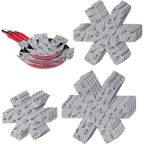 Protection Casseroles Et Protège-Poêle, 15pcs Poele Protection(3 Tailles), Premium Coussinets